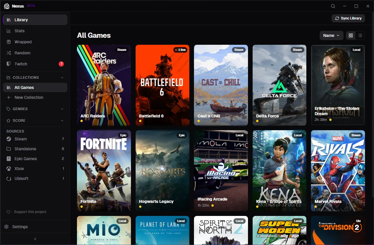 Nexus 0.5 with the old sidebar layout